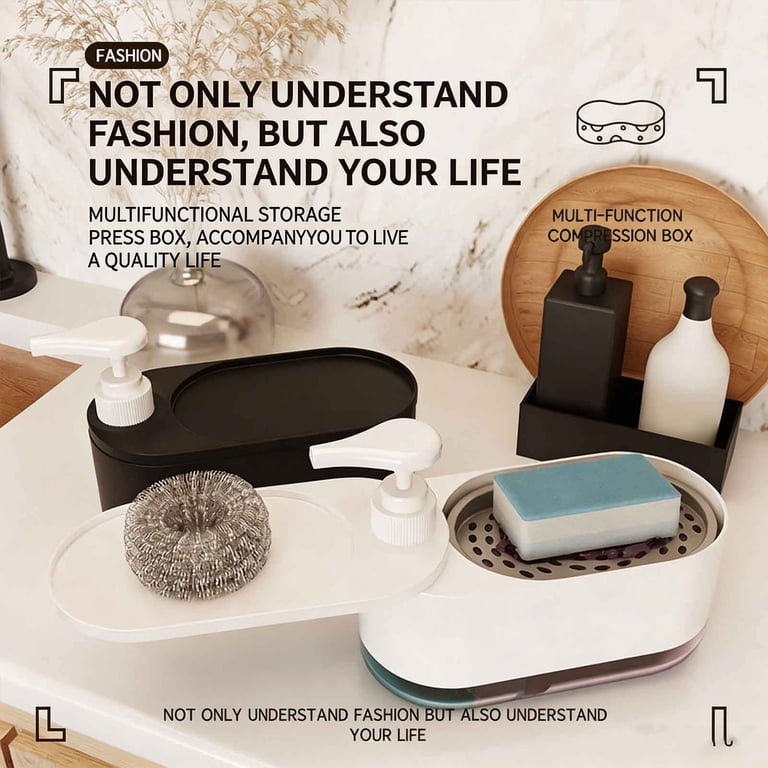 Orangide Soap Dispenser Brush, Built-in Soap Pump and Sponge Holder
