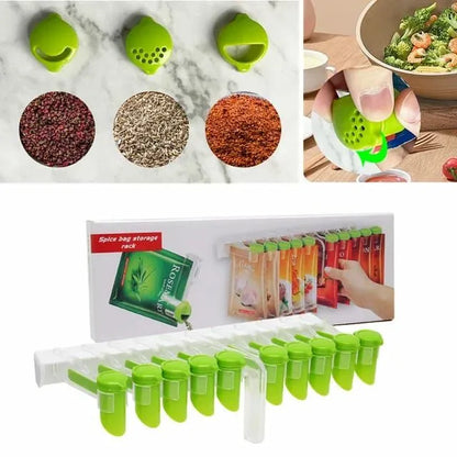 Wall Mounted Spice Bag Storage Rack Punch Free Seasoning Bag