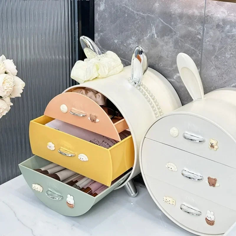 Cute Cartoon Bunny Ear Shape Desktop Cosmetic Organizer (Premium Quality)