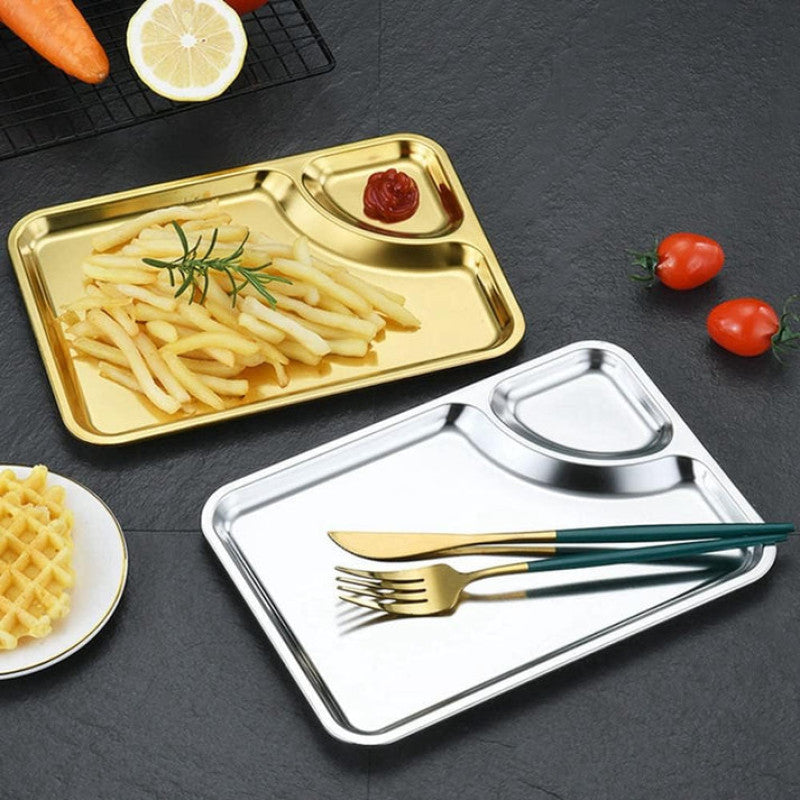 Stainless Steel Premium Golden Serving Plate, Dining Serving Tray