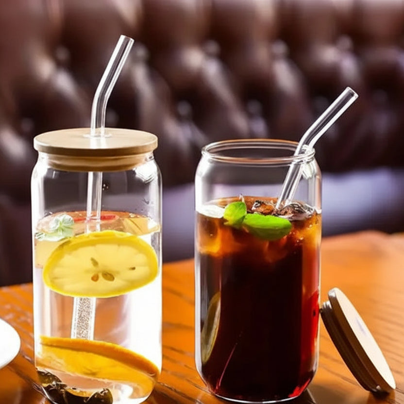 Sipper Glass Tumbler With Bamboo Lid