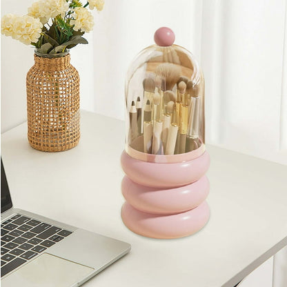 Nordic Style Rotating Makeup Brush Holder With Lid