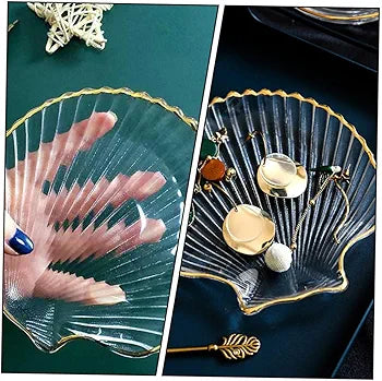 Acrylic Sea Shell Shape Plate Set With Metal Stand 8pcs