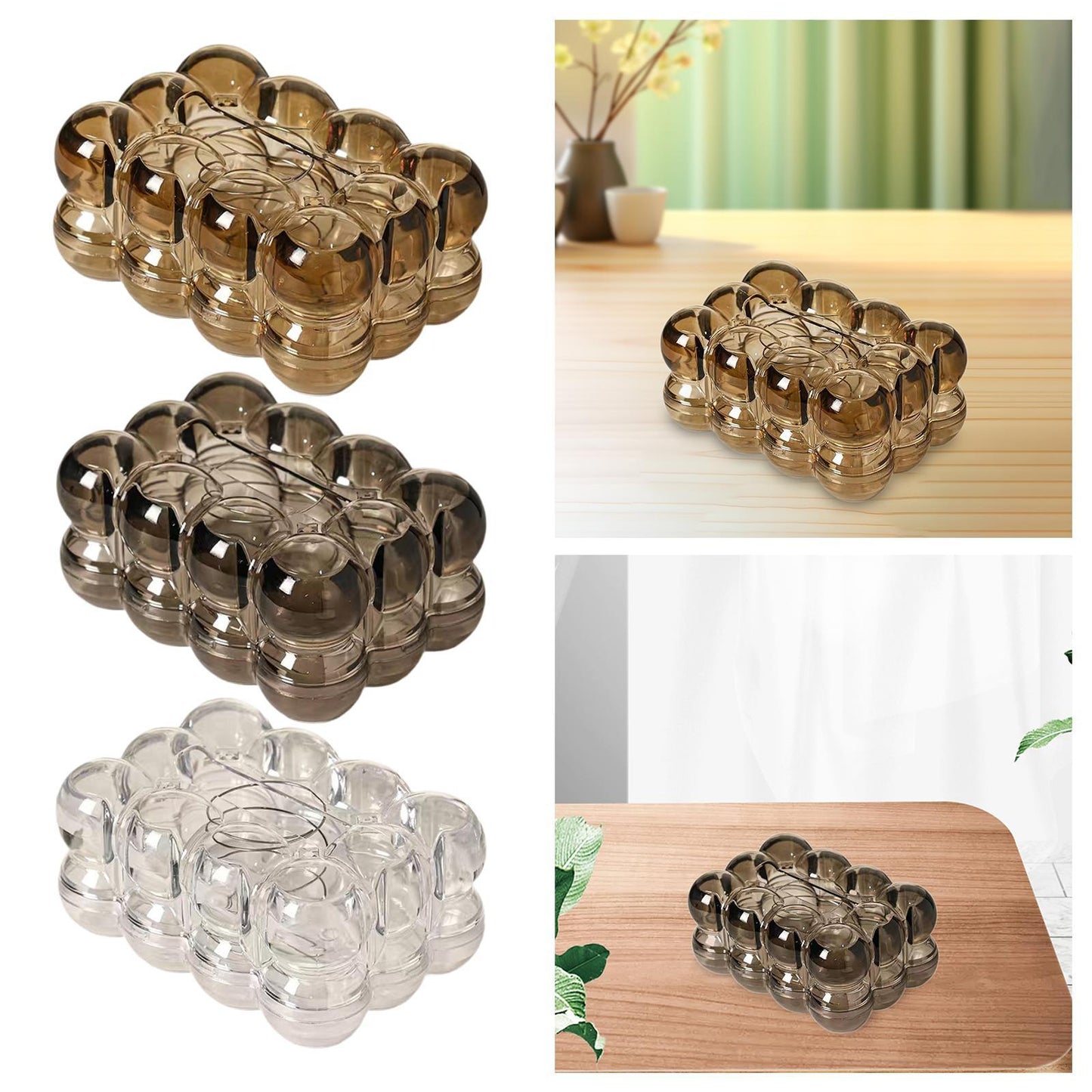 Transparent Luxury Bubble Tissue Box with Chrome Bunny & Bow Design