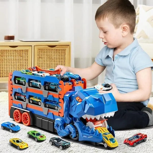 Urban Rail Track Toy Set For Childrens Transforming Dinosaur Truck Includes 6 Vehicles Ultimate Garage Playset