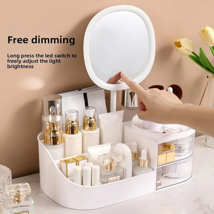 Large Capacity Desktop Cosmetics And Multipurpose Organizer With Mirror