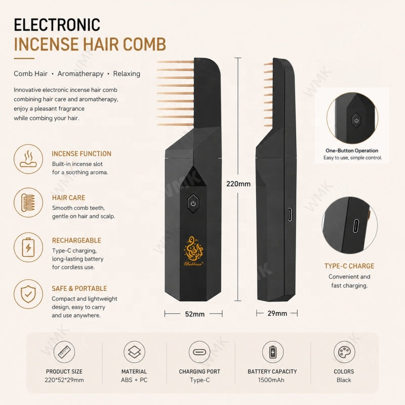 Portable 2-in-1 Rechargeables Bakhoor Aroma Hair Comb