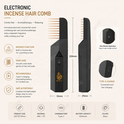 Portable 2-in-1 Rechargeables Bakhoor Aroma Hair Comb