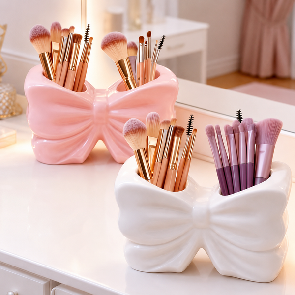 Elegant Cute Bow Shape Cosmetic Brush And Toothbrush Storage Organizer