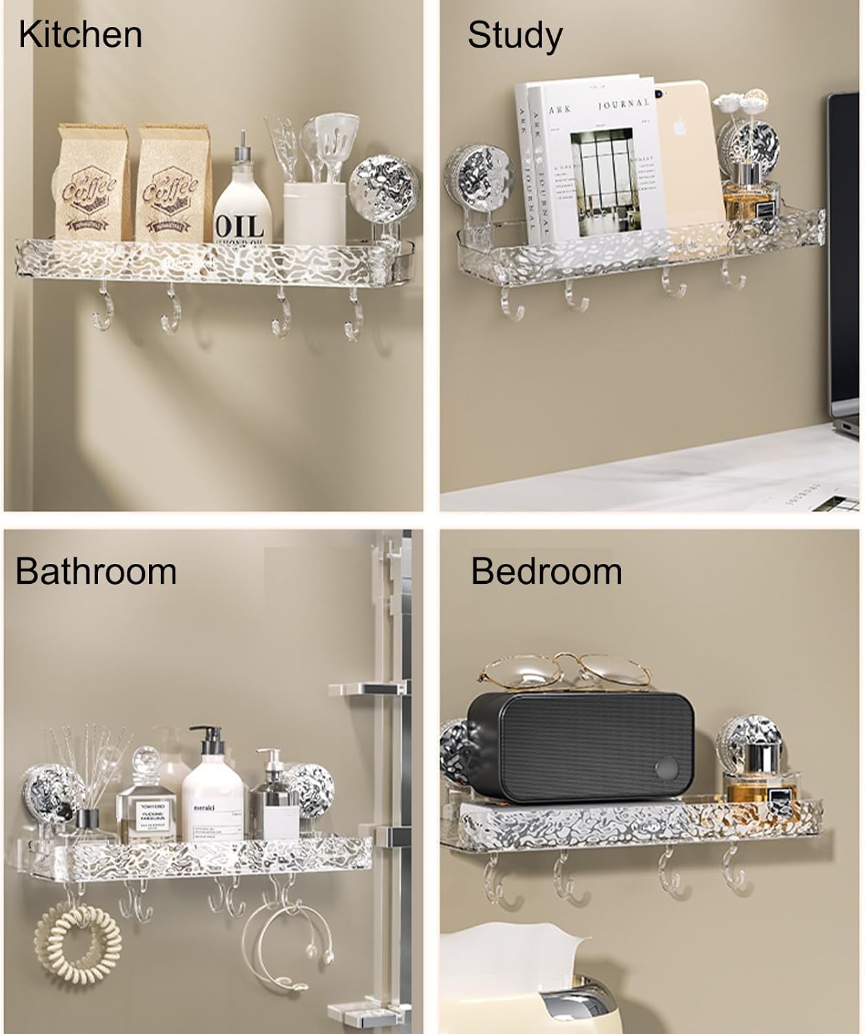 Luxury Style Glacier Pattern Suction Cup Shelf