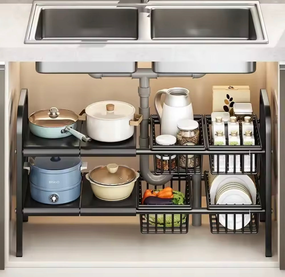 Multipurpose Used Under Sink Adjustable Storage Rack Heavy Quality