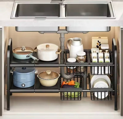 Multipurpose Used Under Sink Adjustable Storage Rack Heavy Quality