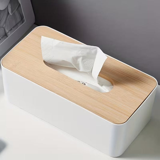 Black Wood Top Modern Tissue Box Holder