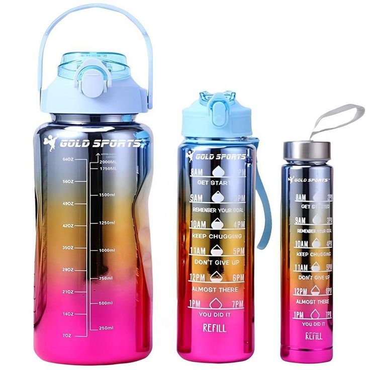 Three Pcs Metallic Colour Water Bottle