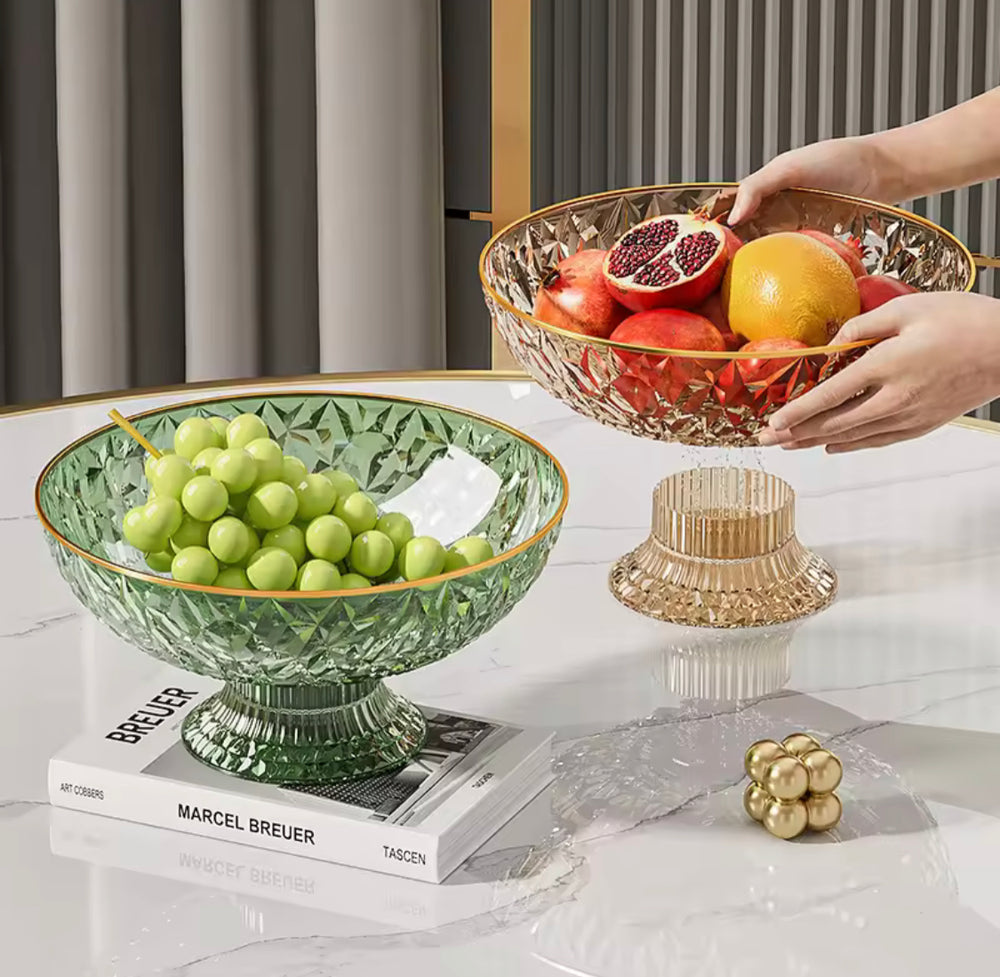 Elegant Acrylic Draining Luxury Fruit Bowl With Golden Rim