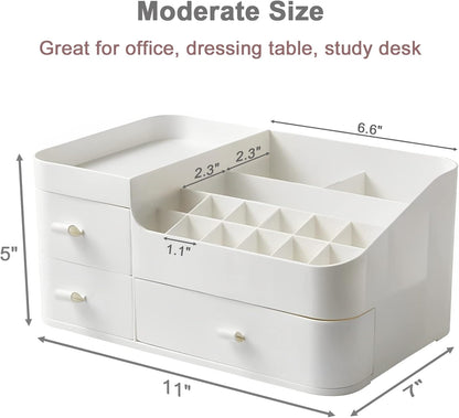 Luxury Desktop Cosmetic Box Multiple Drawers & Lipstick Slots Organize Vanity.