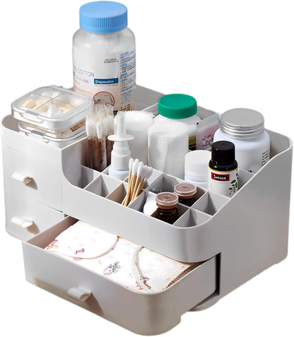 Luxury Desktop Cosmetic Box Multiple Drawers & Lipstick Slots Organize Vanity.