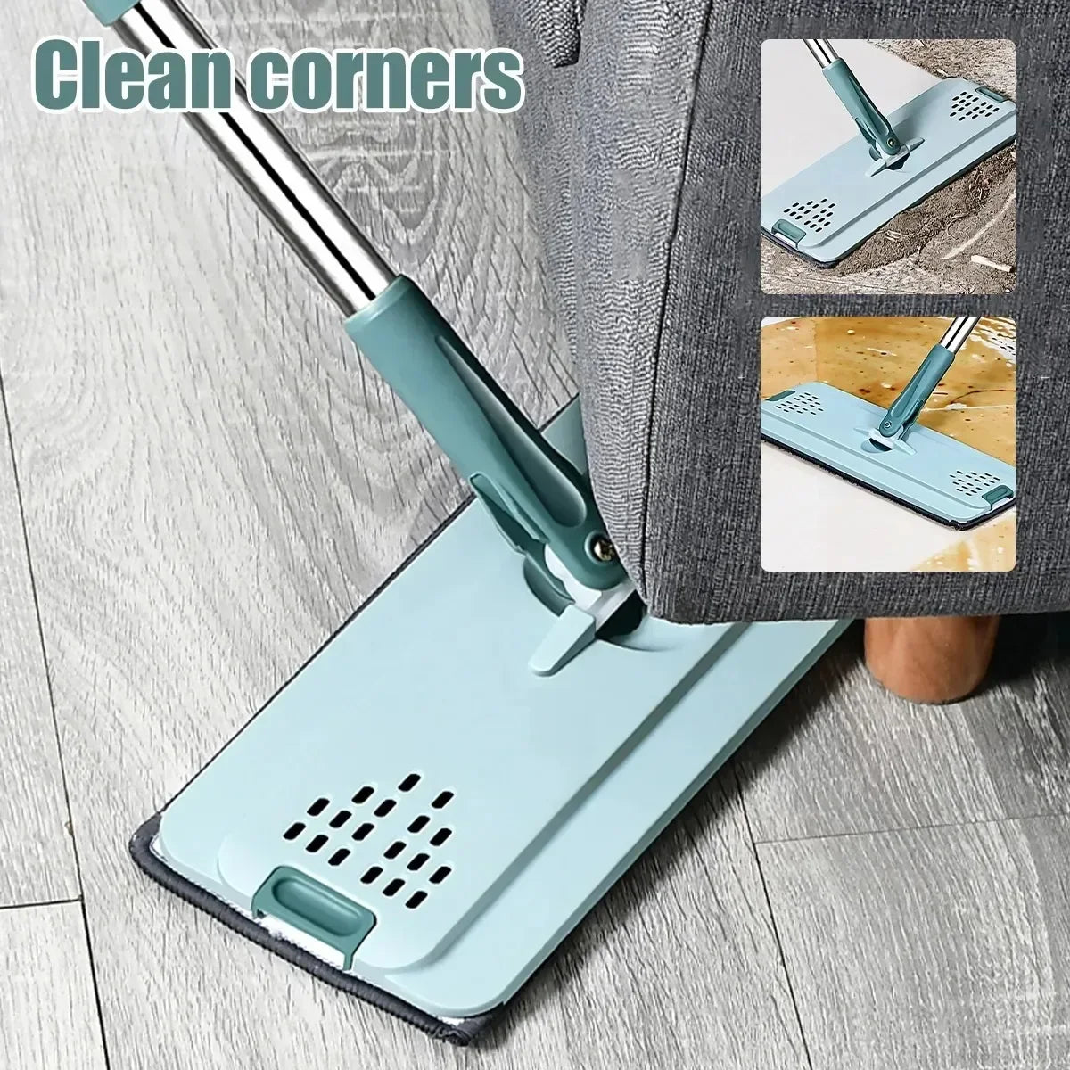 Flat Squeeze Mop And Bucket – Hand-free Wringing Floor Cleaning Mop