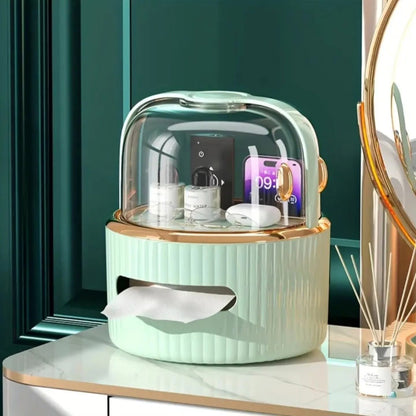 Multi-functional Desktop Tissue Box Organizers With Storage Compartments.