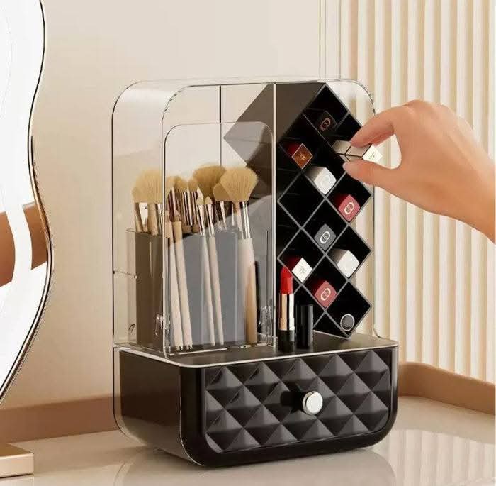 Luxury Dustproof Cosmetic Organizer – Premium Makeup Storage Box with Drawer