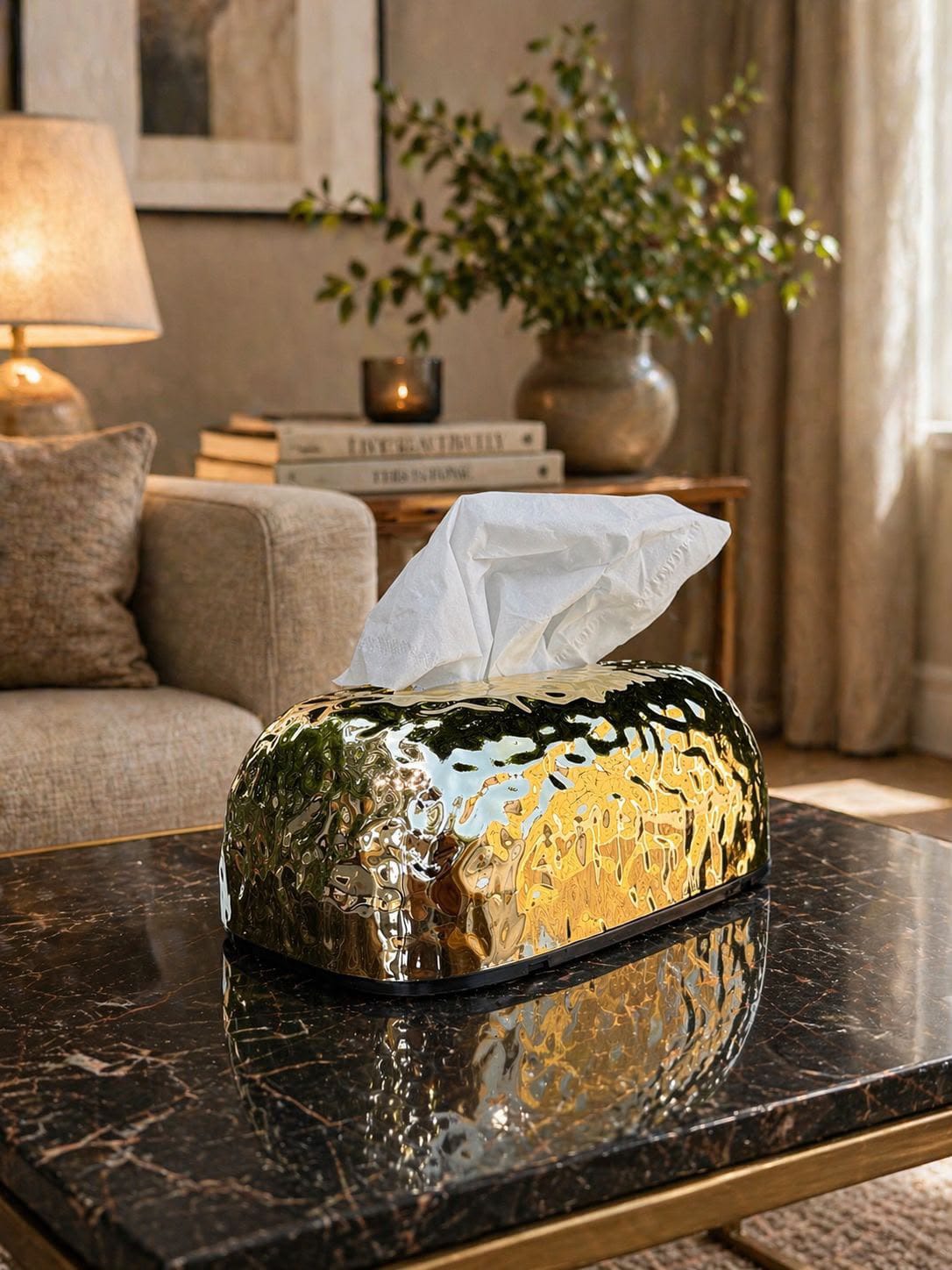 Luxury Golden Texture Tissue Box