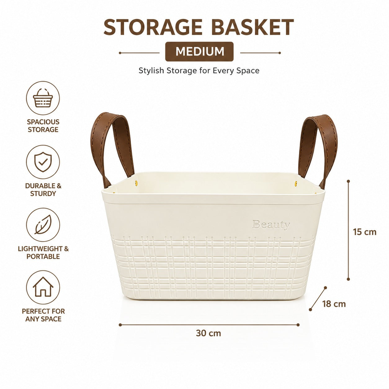 Heavy Plastic Multipurpose Storage Basket With Rubber Handle