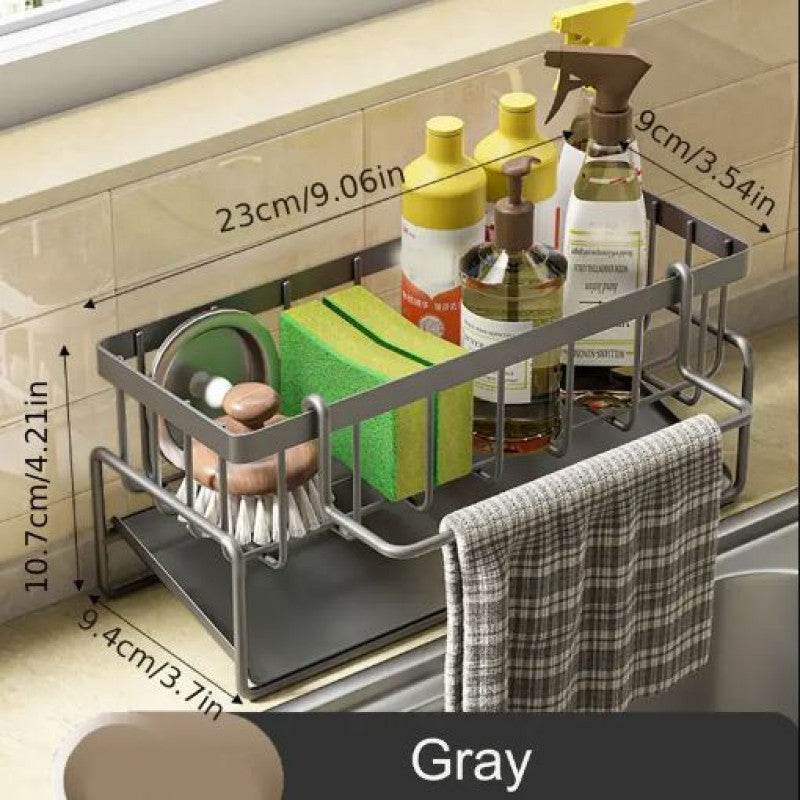 Kitchen & Bathroom Draining Rack & Sponge Holder – Rust-Resistant Storage Organizer