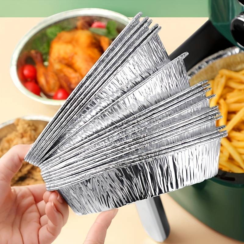 Disposable Square Aluminum Foil Plate For Air Fryer (Set Of 10)