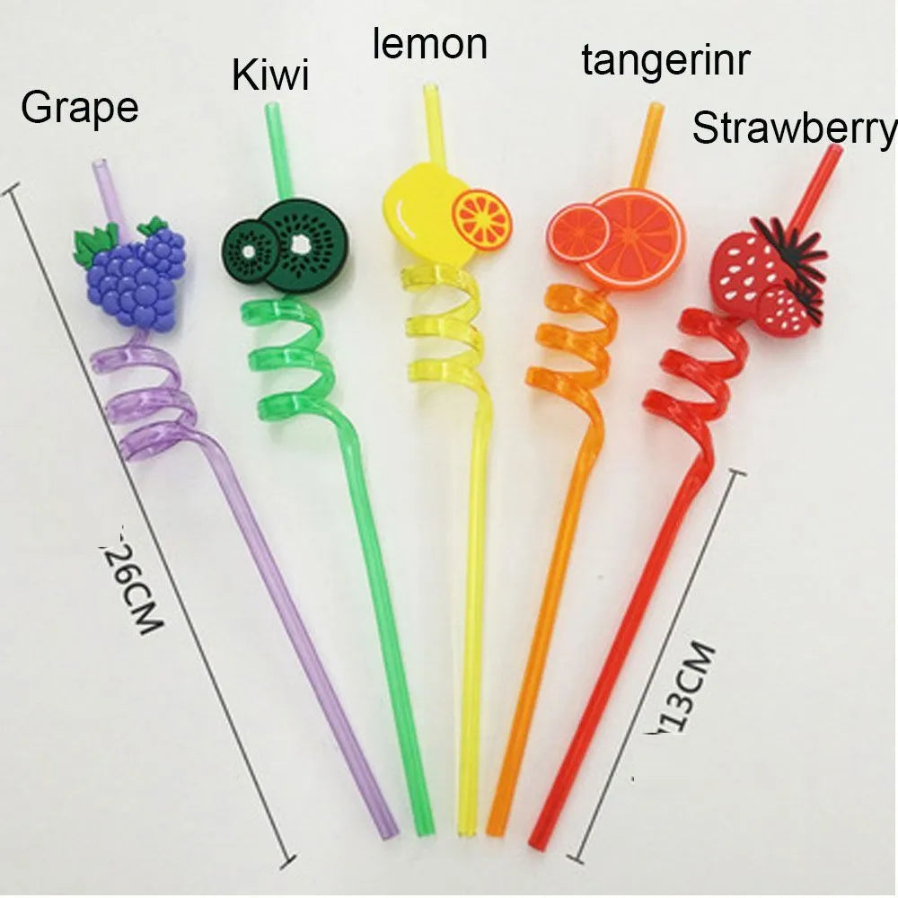 4 Pcs Reusable Fruit Shaped Straws