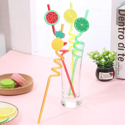 4 Pcs Reusable Fruit Shaped Straws