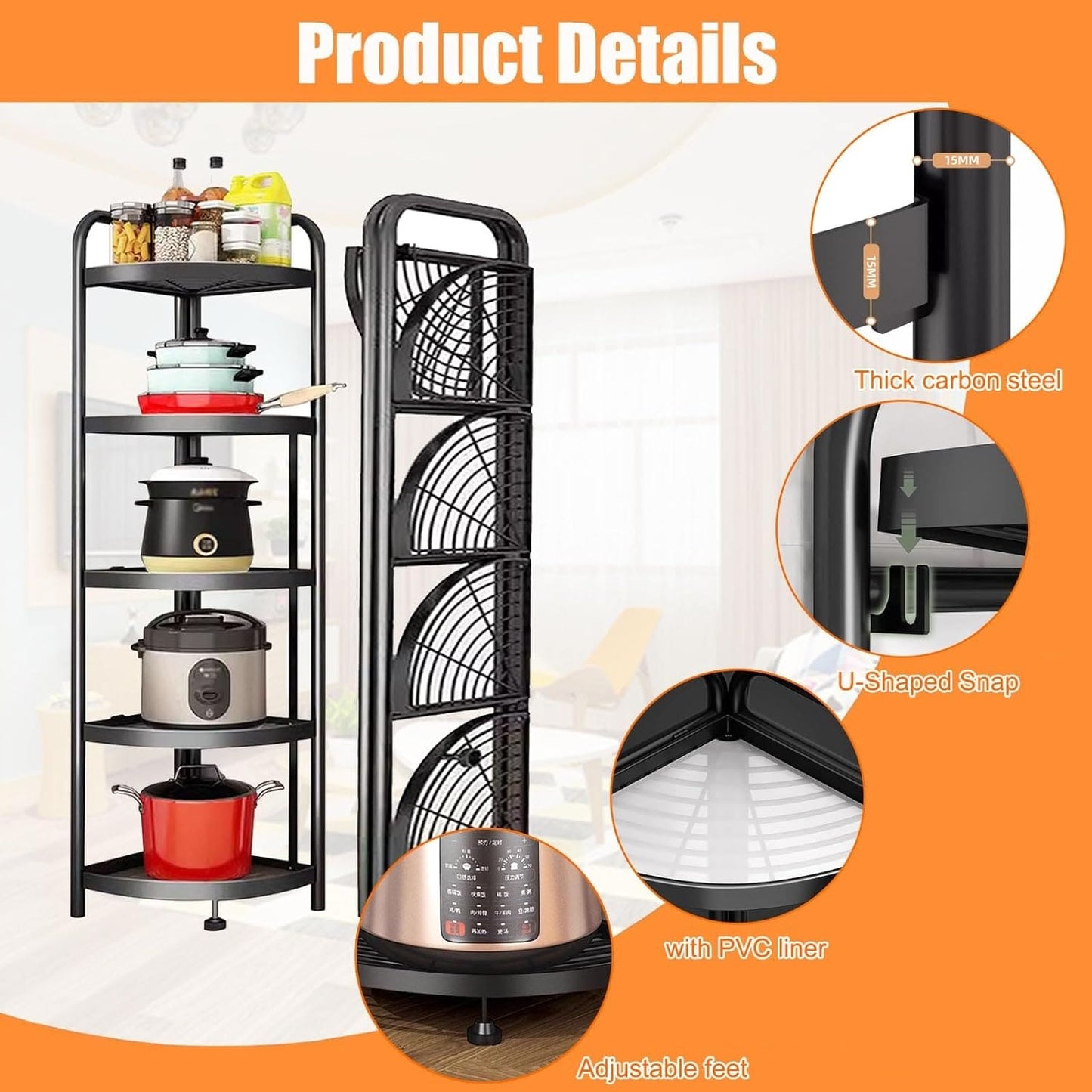 Foldable Corner Shelf with Tripod Base