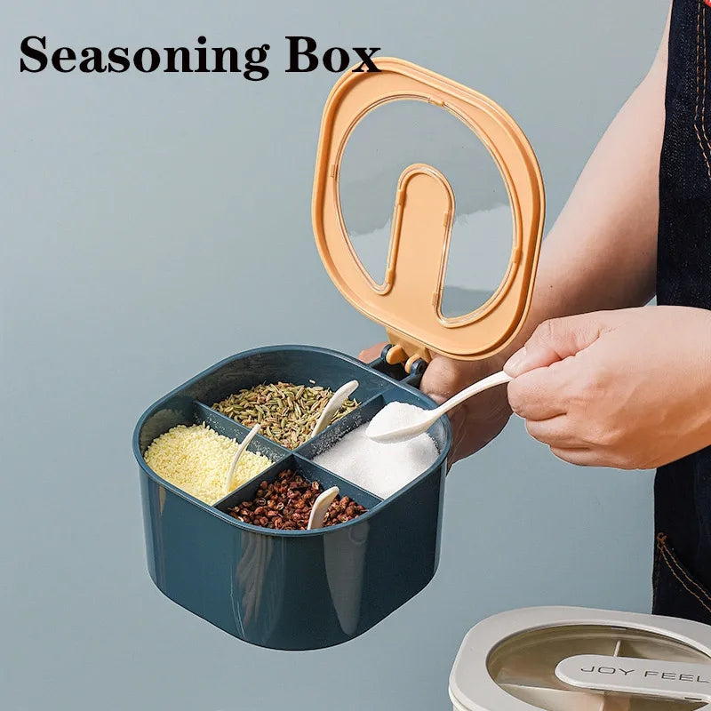 4 Grid Seasoning Box With Spoon