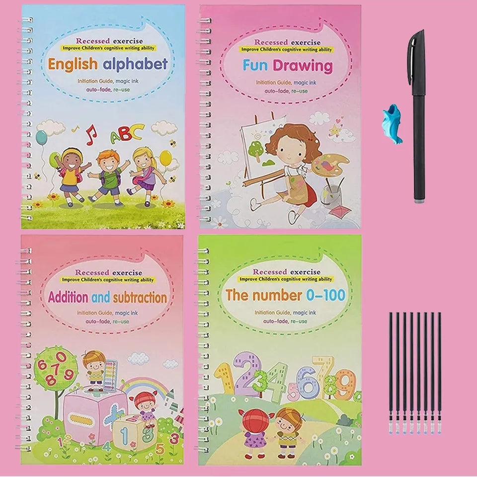 4 Magic Copybooks Children's Reusable Writing Practice