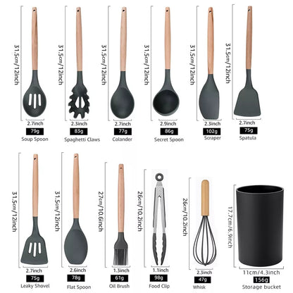 12Pcs Silicone Utensils Spoon Set