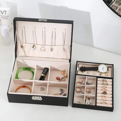 2 Layer Leather Jewellery Organizer