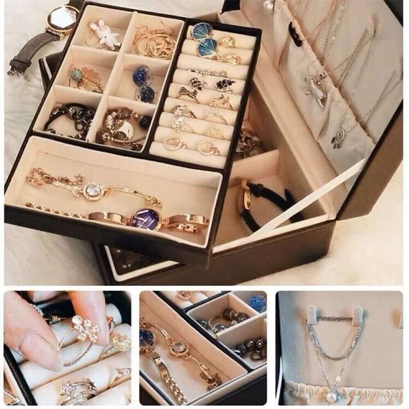 2 Layer Leather Jewellery Organizer