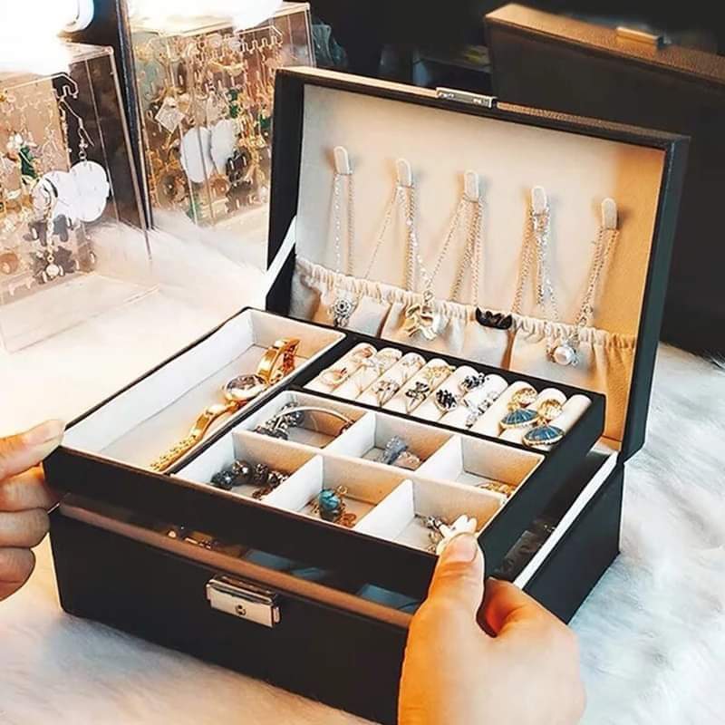 2 Layer Leather Jewellery Organizer